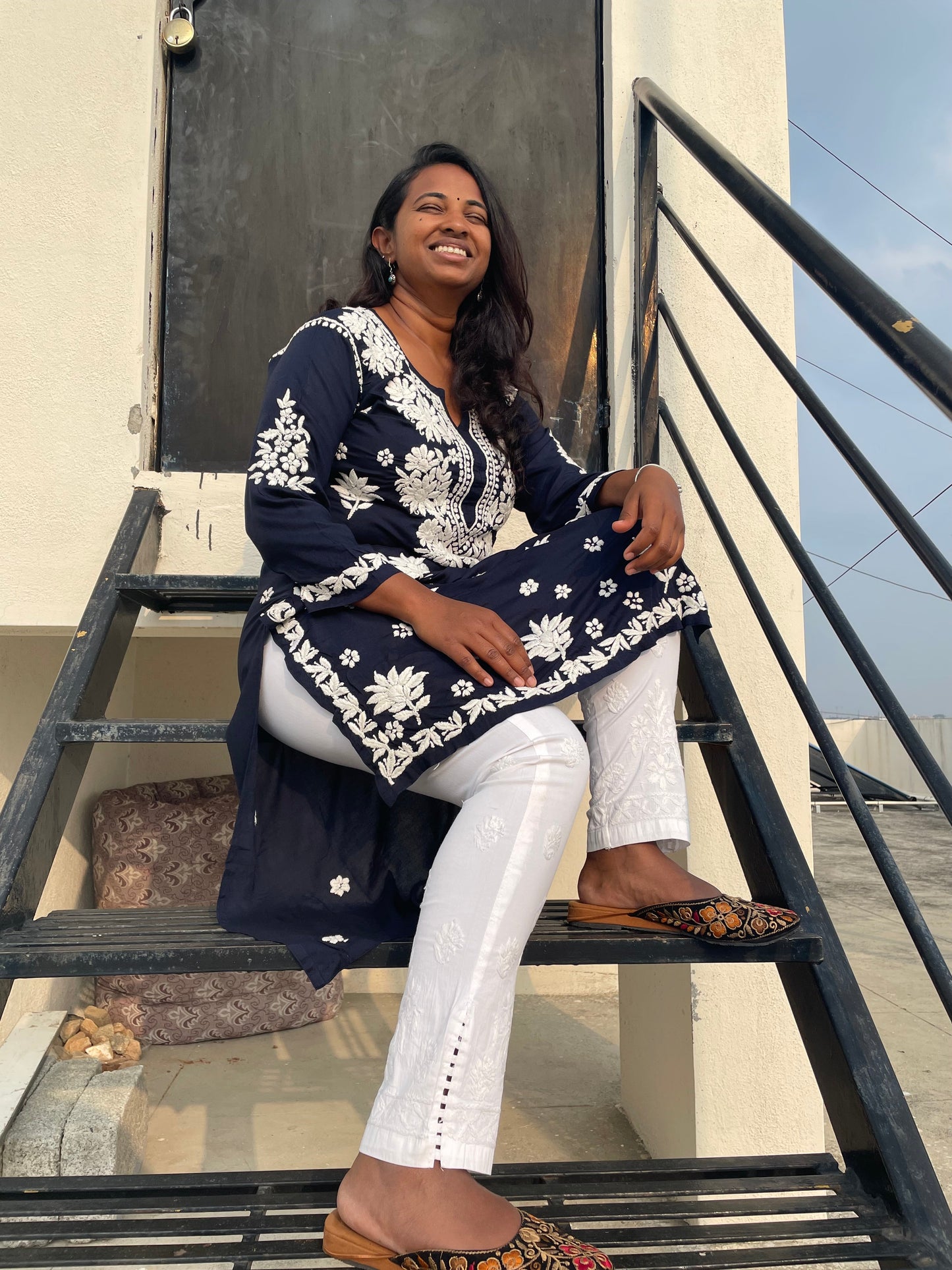 White Chikankari Pant