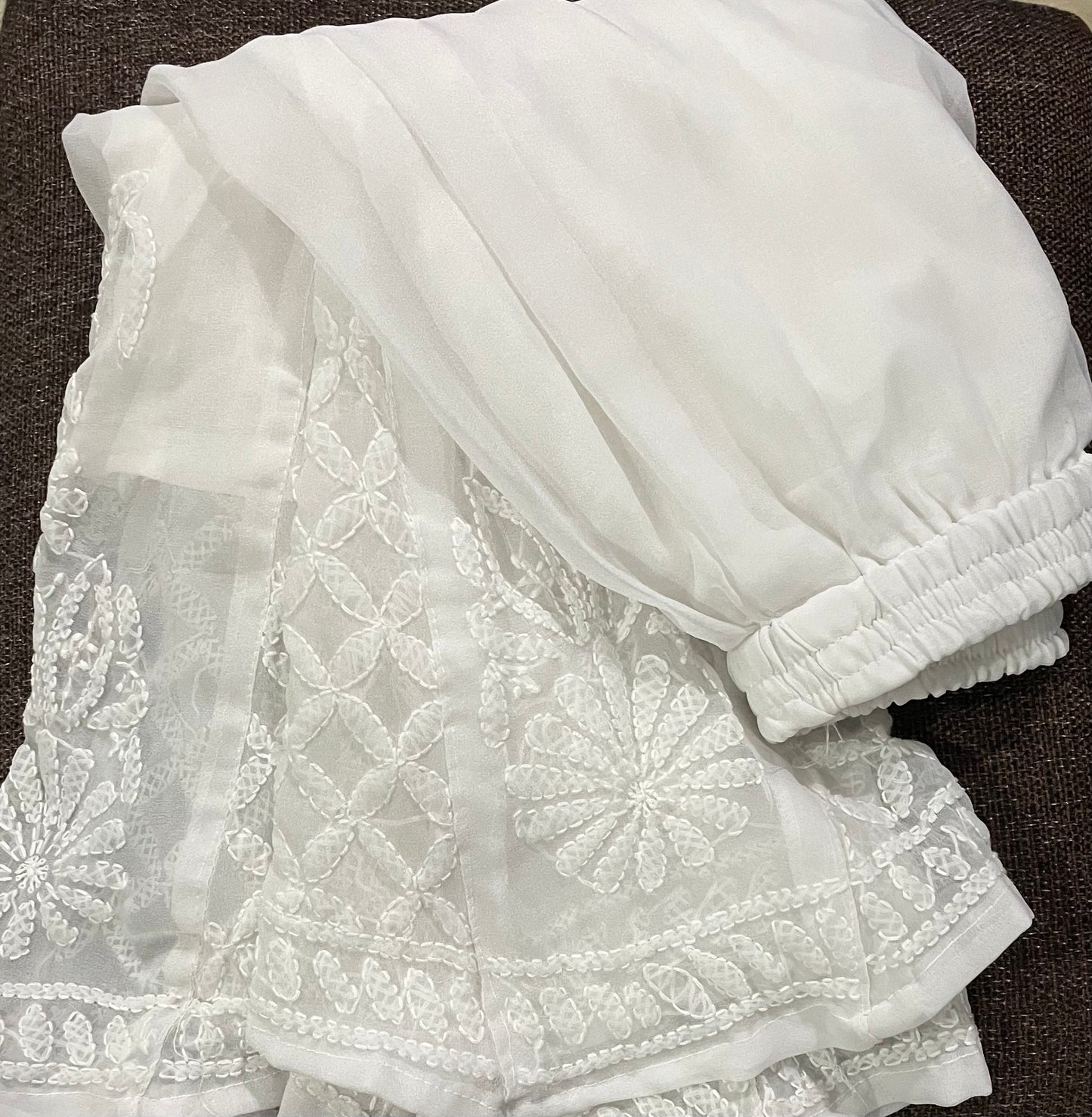 White Georgette Chikankari Palazzo